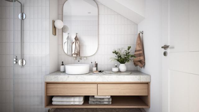 Un cuarto de baño limpio.