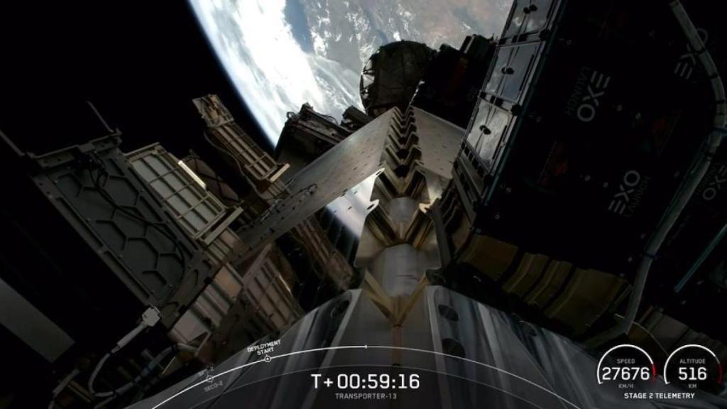 Imagen del momento en que se separa el módulo con el motor de Arkadia Space del satélite de la empresa D-Orbit en la misión de SpaceX del pasado 15 de marzo.