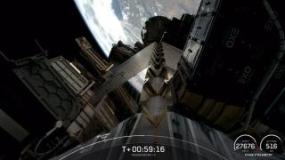 Imagen del momento en que se separa el módulo con el motor de Arkadia Space del satélite de SpaceX el día de su lanzamiento.