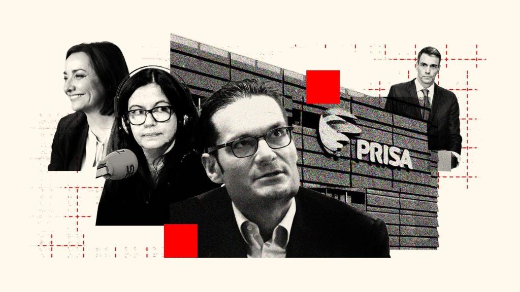 Montaje fotográfico con Pepa Bueno, Àngels Barceló, Joseph Oughourlian y Pedro Sánchez.