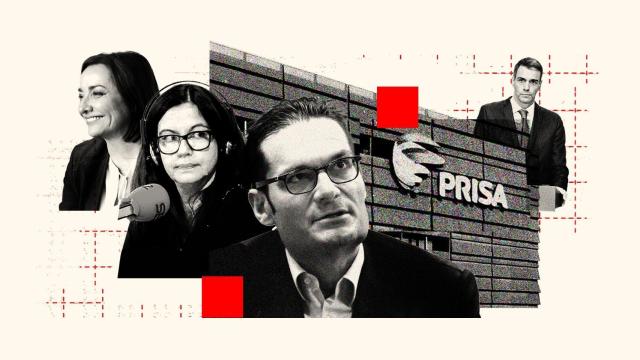 Montaje fotográfico con Pepa Bueno, Àngels Barceló, Joseph Oughourlian y Pedro Sánchez.