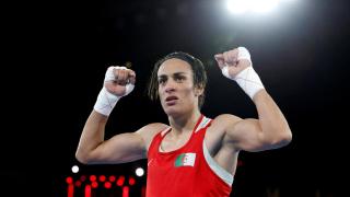 Imane Khelif, celebra una de sus victorias en los JJOO de París 2024