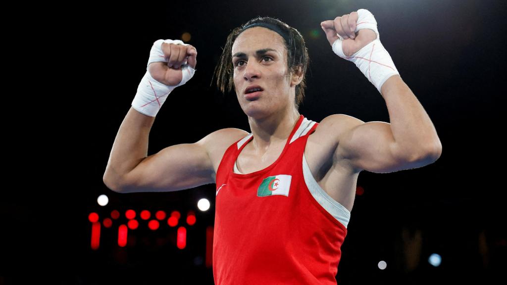 Imane Khelif, celebra una de sus victorias en los JJOO de París 2024