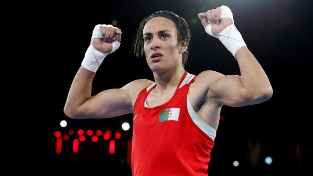 Imane Khelif, celebra una de sus victorias en los JJOO de París 2024