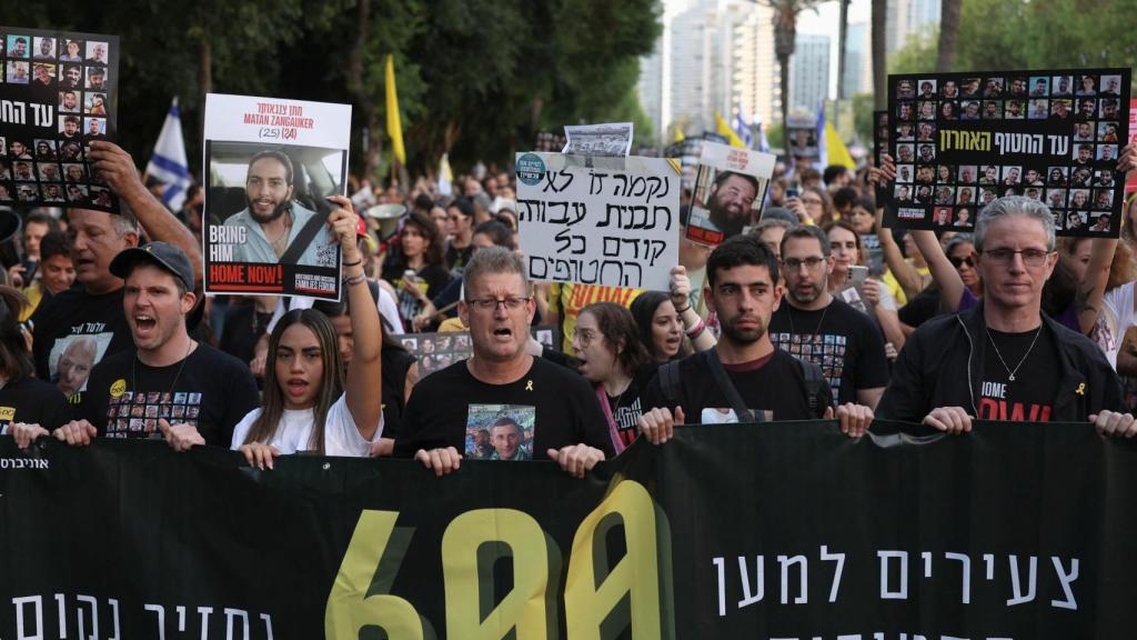 Manifestación en Tel Aviv la semana pasada para exigir la liberación de los rehenes israelíes.