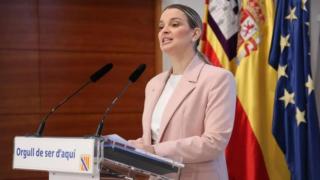 La presidenta de Baleares, Marga Prohens, este viernes en rueda de prensa.