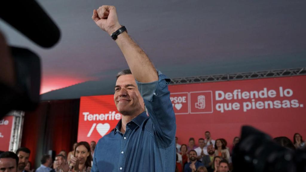 Pedro Sánchez en un acto electoral del PSOE.