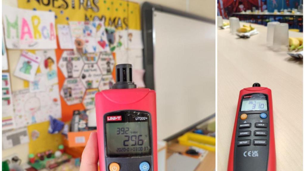 Termómetros marcan las altas temperaturas alcanzadas en varios colegios de Zaragoza