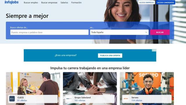 Captura de pantalla del portal Infojobs.