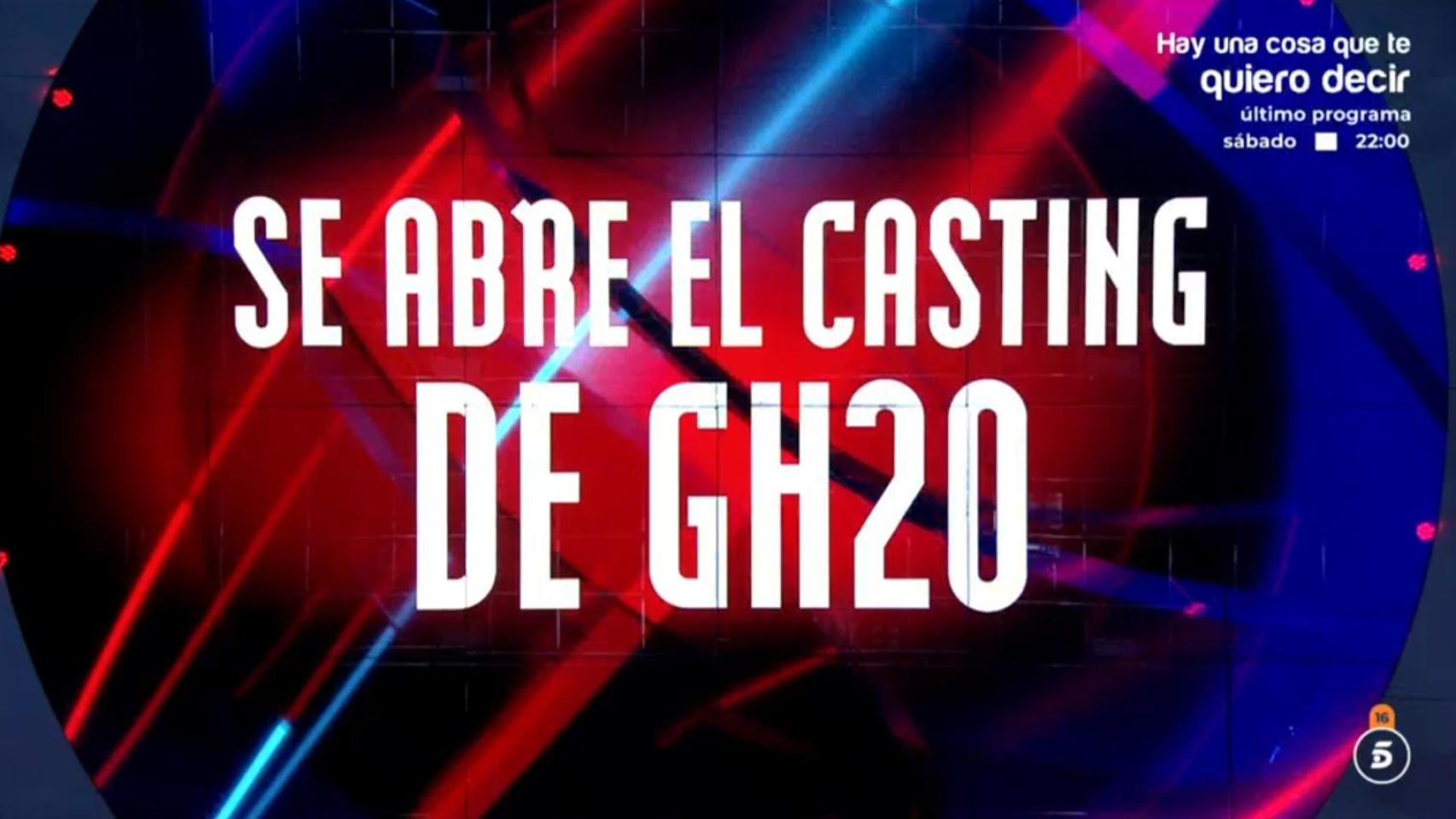 Telecinco anuncia en 'Supervivientes' que se abren los castings de 'GH 20'.