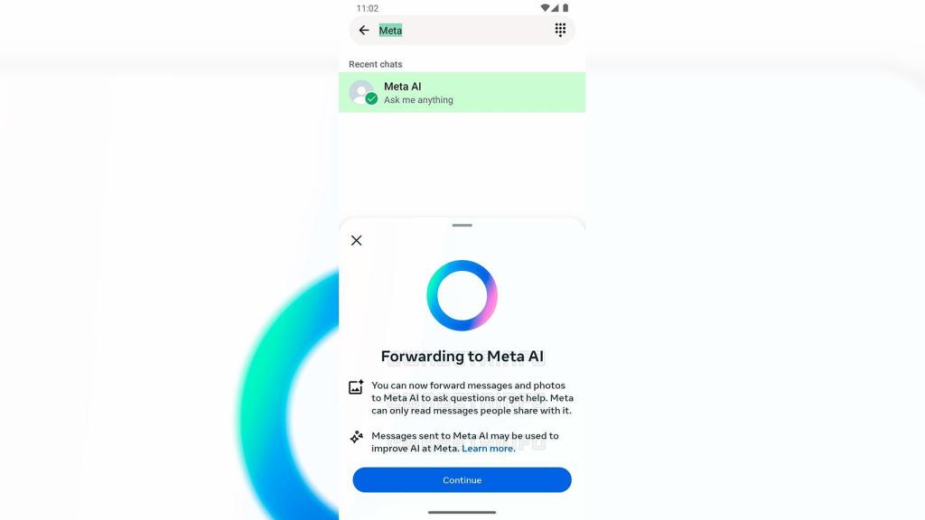 El reenvío de mensajes a Meta AI