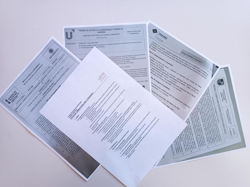 Mezcla de varios exámenes de la PAU de 2025.
