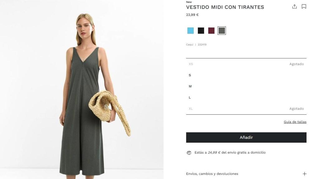 Vestido midi con tirantes.