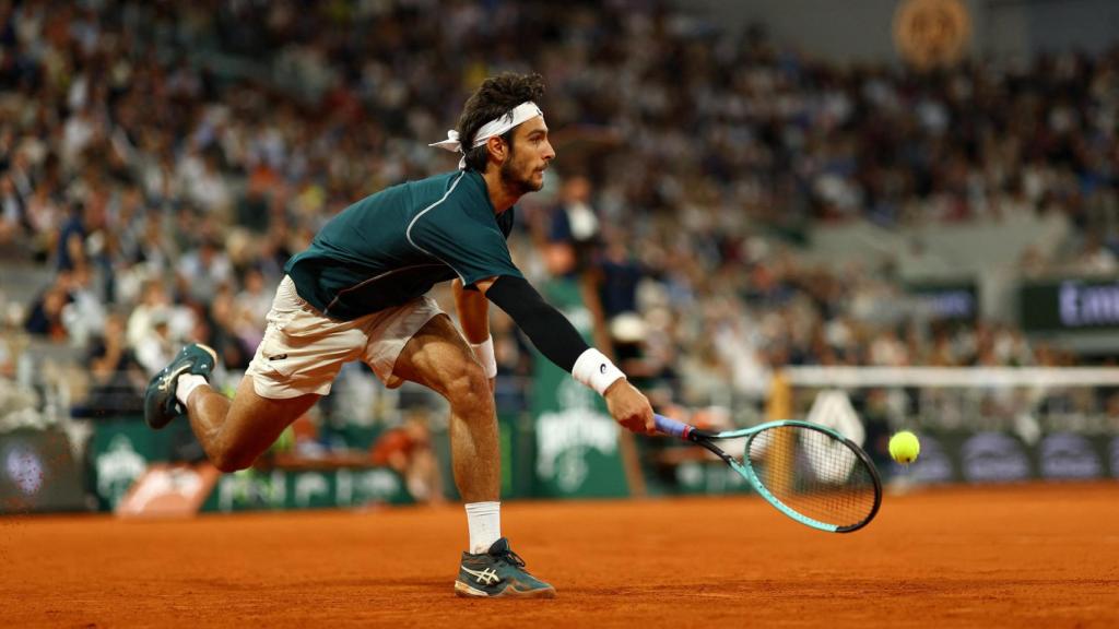 Musetti, durante su partido de semifinales contra Alcaraz.