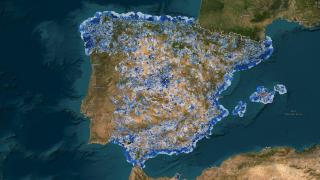 Representación de España en el mapa de cobertura móvil 5G.