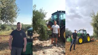 Jesús Heras, José Manuel Expósito y Álvaro García, jóvenes agricultores en la Comunidad de Madrid.