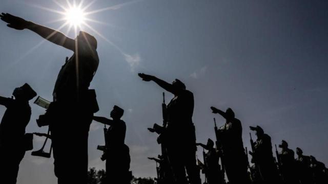 Varios legionarios durante un acto.