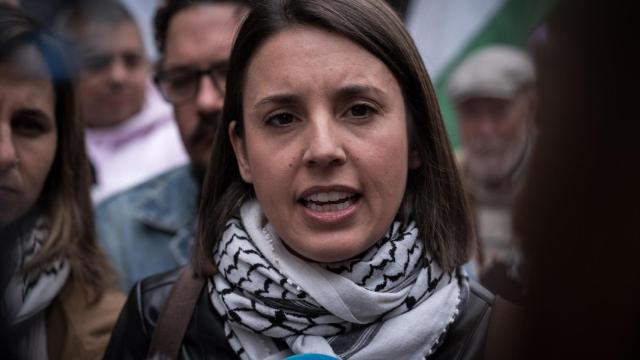 La eurodiputada de Podemos, Irene Montero, durante la manifestación en conmemoración de la Nakba, a 15 de mayo de 2025, en Madrid.