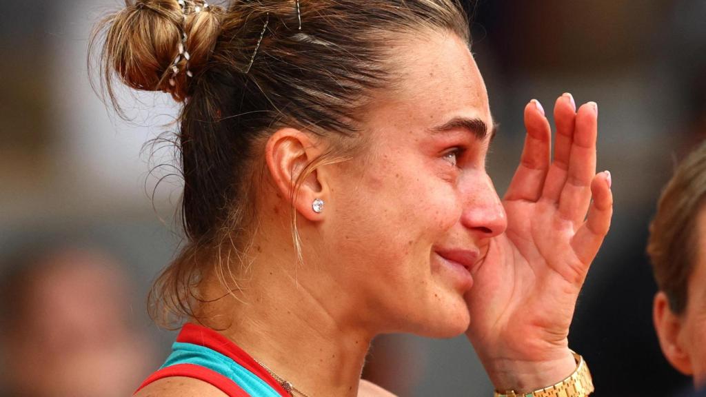Sabalenka, emocionada al final del partido.