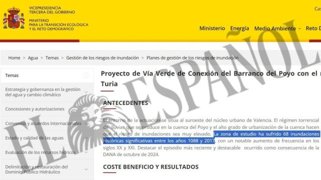 Antecedentes de la cuenca del Poyo expuestos por el Gobierno en el proyecto para desviarlo al Turia. EE