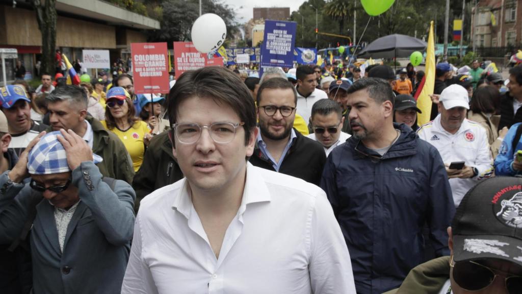 El senador de la oposición Miguel Uribe en Bogotá (Colombia)