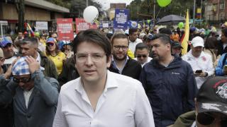 El senador de la oposición Miguel Uribe en Bogotá (Colombia)