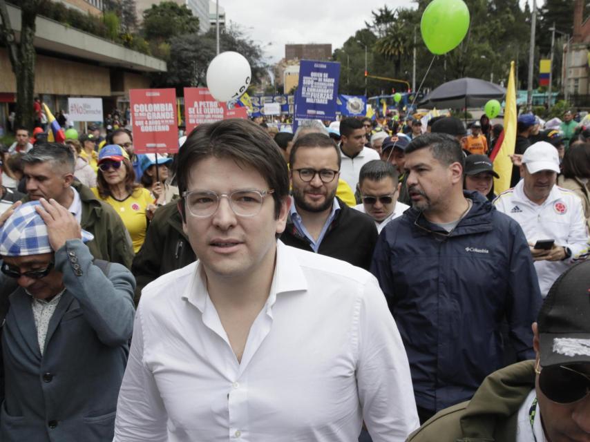 El senador de la oposición Miguel Uribe en Bogotá (Colombia)