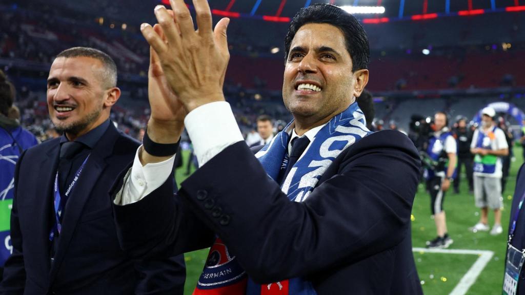 Nasser Al-Khelaïfi celebra la Champions League conquistada por el PSG