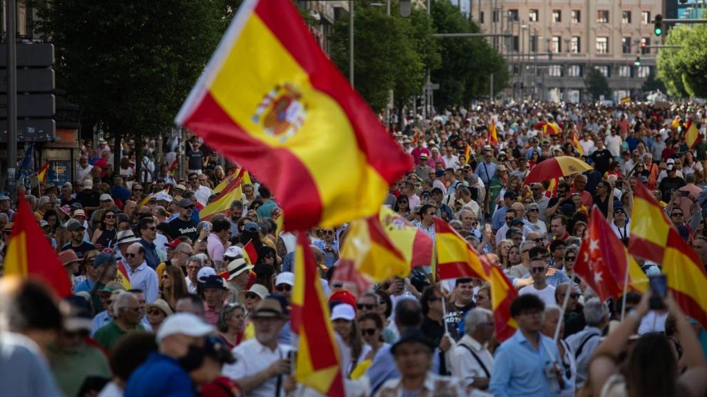 Protesta contra el Gobierno en la Plaza de España de Madrid el pasado mes de junio.