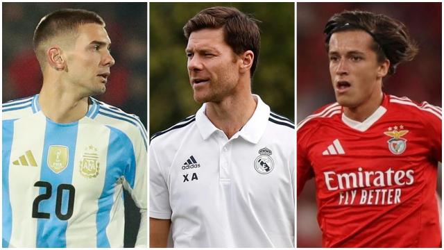 Mastantuono, Xabi Alonso y Carreras, en un collage