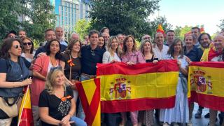 Miembros del PP Aragón en la manifestación en Madrid este domingo