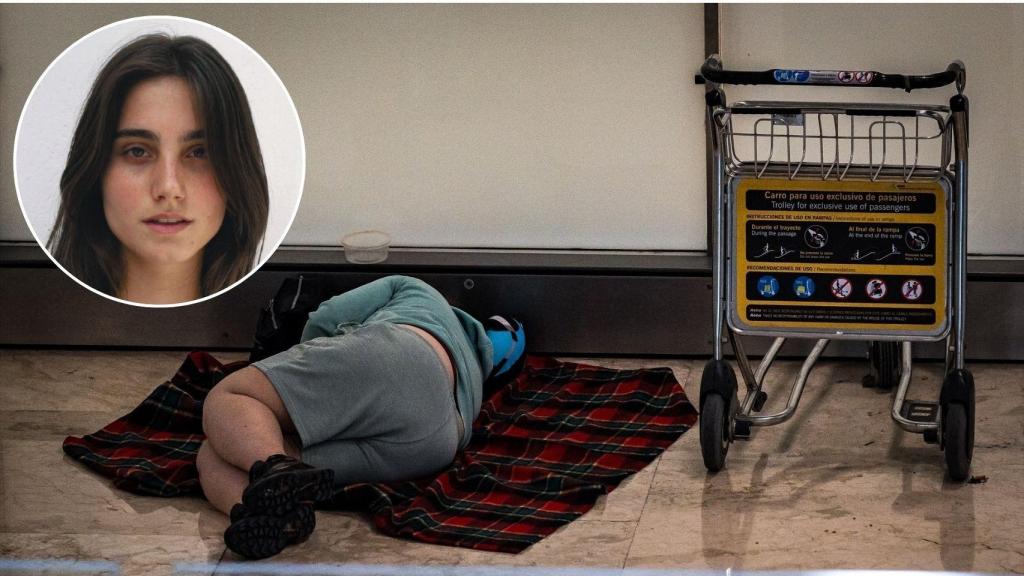 La influencer Ana Karina y un indigente de Barajas en un fotomontaje.