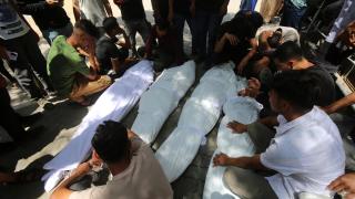 Palestinos muertos en el norte de la Franja tras un bombardeo israelí el pasado 6 de junio.