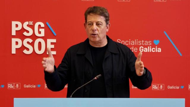 El secretario xeral del PSdeG, José Ramón Gómez Besteiro, en rueda de prensa.