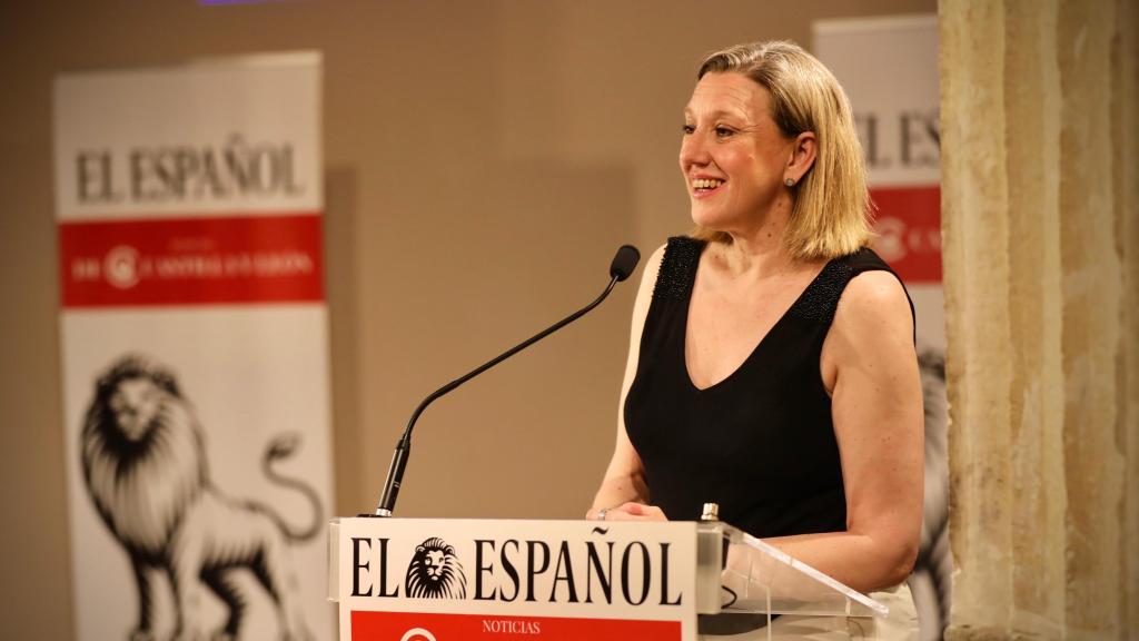 La vicepresidenta y consejera de Familia e Igualdad de Oportunidades, Isabel Blanco, durante su intervención en el foro 'Desafíos municipales en Castilla y León: envejecimiento, inmigración y sostenibilidad'