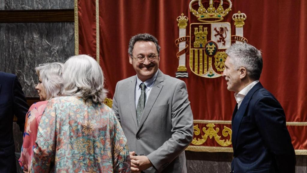 El fiscal General del Estado, Álvaro García Ortiz y el ministro de Interior, Fernando Grande Marlaska, durante el acto de entrega de los XIX Premios anuales del Observatorio contra la Violencia Doméstica y de Género.