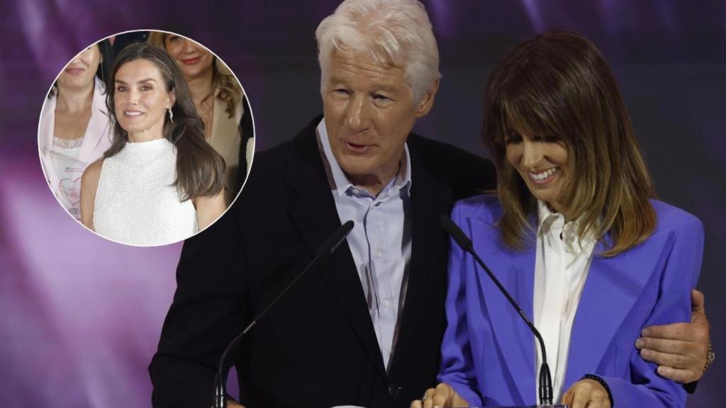 Richard Gere y Alejandra Silva junto a la reina Letizia en un fotomontaje de EL ESPAÑOL.