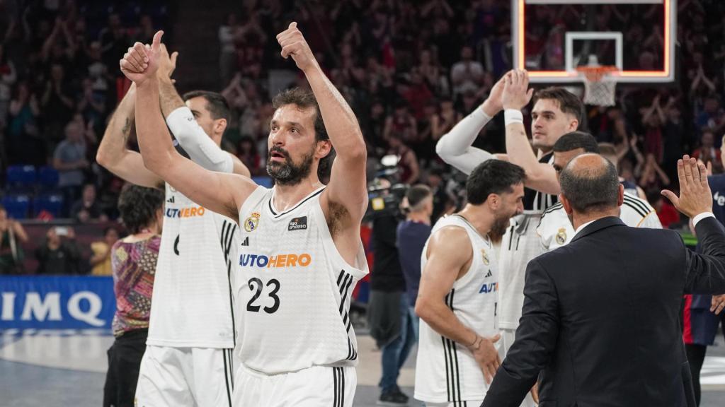 Sergio Llull celebra el pase a las semifinales de la Liga Endesa contra Baskonia.