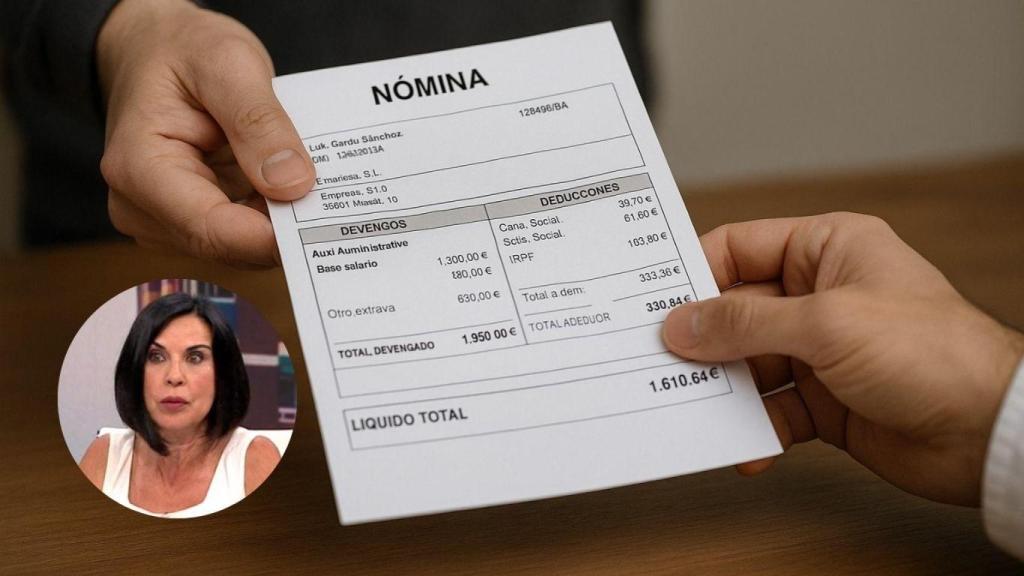 Montaje con una nómina y Beatriz de Vicente, abogada penalista.