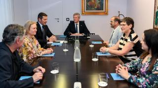 Reunión entre el presidente de la Xunta, Alfonso Rueda, y el de la Real Academia Galega, Henrique Monteagudo.