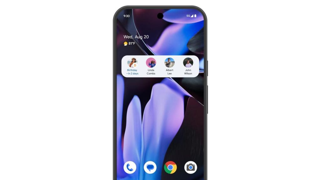 El widget de la nueva app Contactos VIP de Pixel