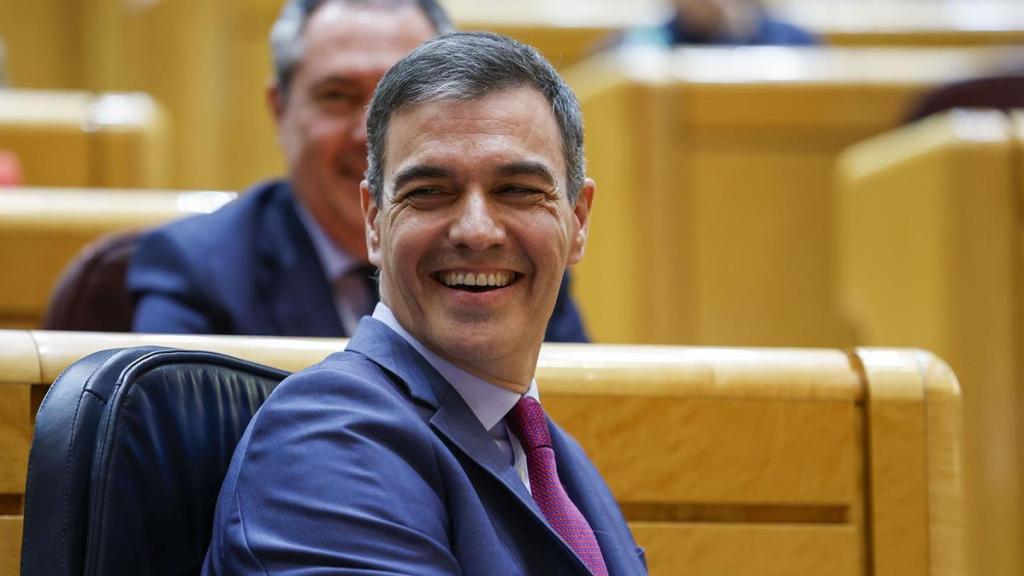 Pedro Sánchez, presidente del Gobierno, en su última sesión de control en el Senado, el 12 de marzo de 2024.