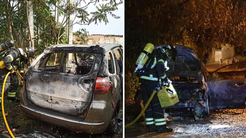 Imagen de los vehículos que se han incendiado en Peñafiel y Simancas