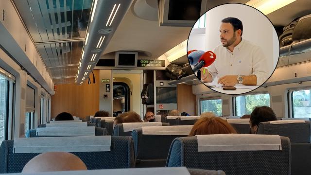 Montaje con Eloy Tomé y el interior de un tren AVE