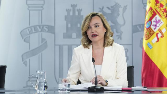 La portavoz del Gobierno, Pilar Alegría, este martes en rueda de prensa.