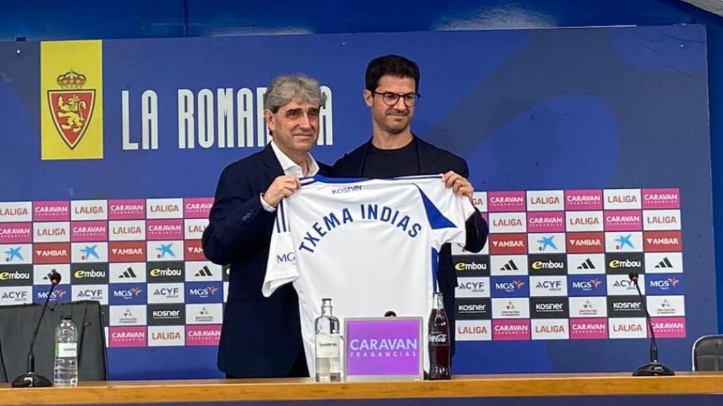 Txema Indias en su presentación con el Real Zaragoza.