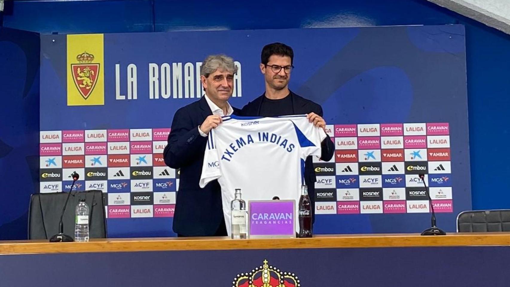 Txema Indias en su presentación con el Real Zaragoza.