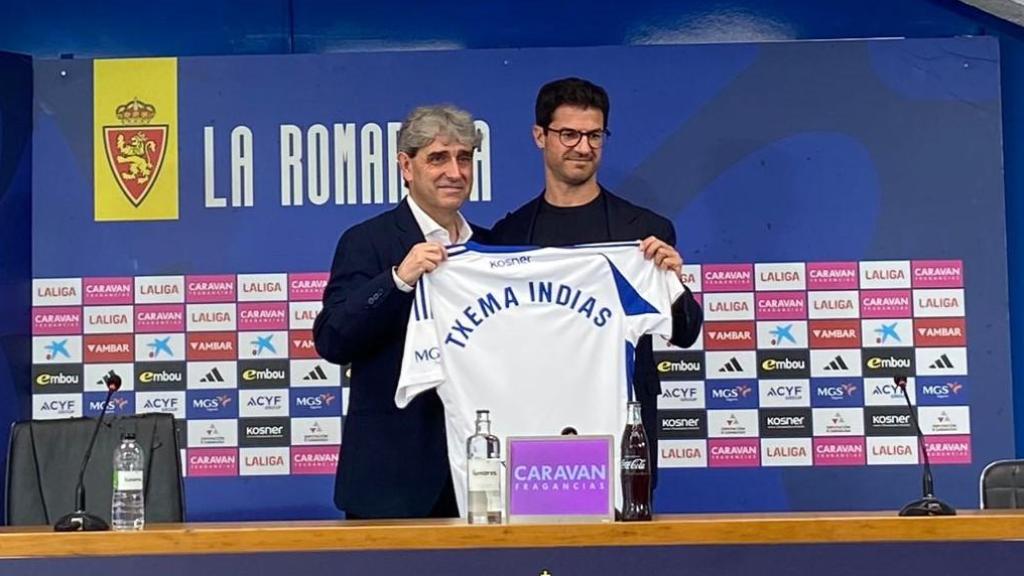 Txema Indias en su presentación con el Real Zaragoza.