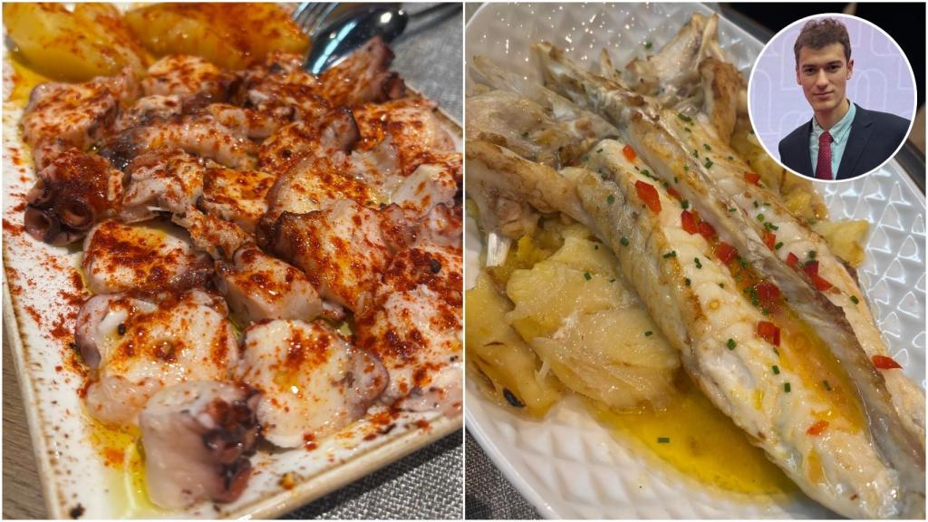 Varios platos de Montes de Galicia y el chef Daniel Espasandín.