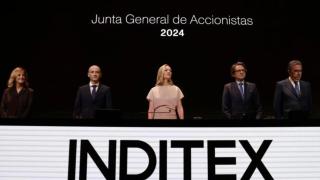 Imagen de la junta general de accionistas de Inditex, justo antes de empezar con la intervención de Marta Ortega.